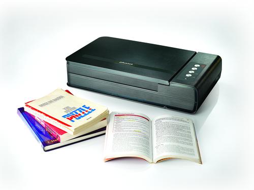 The Plustek OpticBook 4800 helps you create, scan and store thick books with ease.The Plustek OpticBook 4800 is a fast, cost effective, simple, innovative solution for scanning books, magazines and bound materials. OpticBook 4800 includes everything you need to create searchable PDFs from your books, magazines and bound materials.An integral part of Plustek’s SEE (Shadow Elimination Element) Technology, the unique book edge design (2mm) of OpticBook 4800 eliminates the book spine shadow and text distortion of traditional books while copying and scanning. The intelligent design avoids the need for a large, expensive overhead scanner or complicated image-editing software.Ergonomic design for fast and efficient scanning. Scan speed only 3.6 sec. for an A4-size colour, grayscale, B/W scan at 300 dpi.