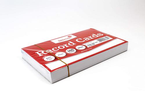 Pack of 100 plain white record cards measuring 203x127mm. Perfect for revision, studying, presentations, note taking and more.