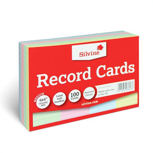 ValueX Record Cards Ruled 152x102mm Assorted Colours (Pack 100)
