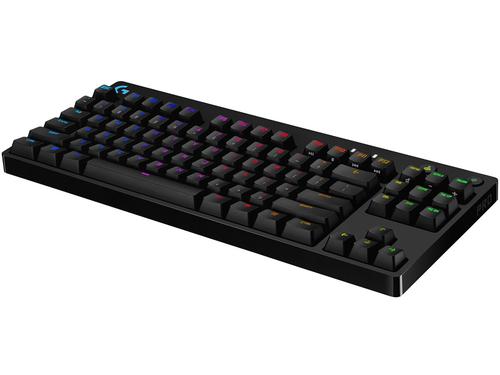 Built with and for e-sports athletes for competition-level performance, speed and precision, the Logitech G PRO Mechanical Gaming Keyboard comes in a compact ten keyless design that frees up table space for low-sense mousing. Pro-grade Clicky switches deliver an audible click and a tactile feedback bump for a solid, secure keypress. Programmable LIGHTSYNC RGB and on-board memory let you customise and store a lighting pattern for tournaments. Includes a three-step angle adjustment for additional levels of comfort, plus rubber feet for excellent stability during intense gaming. A detachable cable makes for easy transportation. Play to win. Programming RGB lighting requires Logitech G HUB Software.