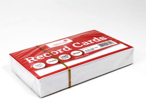 Pack of 100 plain white record cards measuring 127x76mm. Perfect for revision, studying, presentations, note taking and more.