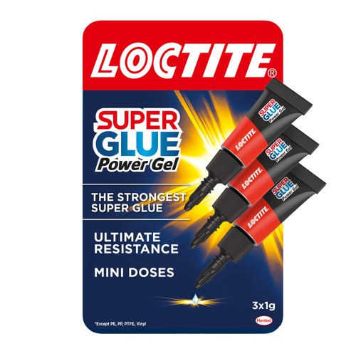 22567HK | Super Glue Power Gel for use on a variety of surfaces. Provides ultimate resistance to shock, pulling and bending.