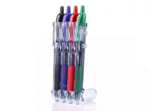 11431PT - Pilot Set2Go G-207 Retractable Gel Rollerball Pen 0.7mm Tip 0.39mm Line Black/Blue/Green/Red (Pack 4) - 3131910551652