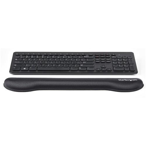 8STWRSTRST | Once you try this gel keyboard wrist rest, you’ll wonder how you ever got along without it. It helps to keep your wrist supported as you use your keyboard, to reduce strain and enhance your comfort at work. It’s the ideal ergonomic accessory. Easy to UseSimply install the gel arm rest next to your keyboard for wrist support whenever you type. Use it on your desk, table, sit-stand workstation, or even laptop. As you type, the gel supports your wrist, providing comfort and slight cushioning. It’s so light and comfortable, you’ll hardly know it’s there.  Designed for Comfort and Support The innovative wrist cushion for keyboards features a modern design with a cushioned top surface that works like a wrist pillow. It gently cradles your wrist to provide support, helping to keep your hands in a neutral position while you type. The attractive black finish complements most workstations. The WRSTRST is backed by a StarTech.com 2-year warranty and free lifetime technical support