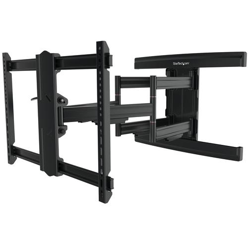 This swivel tv wall mount is ideal for a meeting space, lobby, boardroom, classroom or other venues. It provides an impressive and secure way to display a flat-panel TV or mount a digital signage display, while saving valuable space.Engineered from high-grade steel, the heavy duty tv wall mount securely supports VESA compatible displays, including curved TVs, up to 100'' with a weight capacity of 165 lb. (75 kg).With a smooth and effortless motion, you can extend the articulating arm out from the wall up to 31.7'' (805 mm). You can also retract the arm back to nest just 2.9'' (75 mm) away from the wall.Swivel your screen +/- 60 degrees and tilt your screen -2 to +15 degrees for ideal viewing and to reduce glare. The TV wall mount bracket also has a screen level adjustment, so you can adjust your display up to 3 degrees clockwise or counter clockwise after it is installed.StarTech.com conducts thorough compatibility and performance testing on all our products to ensure we are meeting or exceeding industry standards and providing high-quality products to IT Professionals. Our local StarTech.com Technical Advisors have broad product expertise and work directly with our StarTech.com Engineers to provide support for our customers both pre and post-sales.FPWARTS2 is backed by a StarTech.com 5-year warranty and free lifetime technical support.