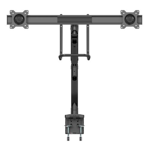 This Dual Monitor Arm lets you mount two 17'' to 32'' VESA mount monitors, each weighing up to 17.6 lb. (8 kg), onto a single low-profile base. It gives you flexible desk-clamp or grommet-hole mounting, letting you save space while creating an ergonomic workspace in any office environment.With a stable crossbar design, the adjustable height dual monitor stand lets you create more usable work space by mounting your monitors side by side on a single base.The computer screen stand features one-touch height adjustment. The smooth +/- 10° tilt motion and +/- 10° swivel of the individual monitors make it easy to find the optimal viewing angle. You can also rotate each display 360° for portrait or landscape viewing and laterally adjusted along the crossbar length.The adjustable dual monitor mount is easy to install, with the desk-clamp or grommet mount (hardware included). Integrated cable management keeps your workspace organized. It works well with most desks, including sit-stand workstations.StarTech.com conducts thorough compatibility and performance testing on all our products to ensure we are meeting or exceeding industry standards and providing high-quality products to IT Professionals. Our local StarTech.com Technical Advisors have broad product expertise and work directly with our StarTech.com Engineers to provide support for our customers both pre and post-sales.ARMSLMBARDUO is backed by a 5-year StarTech.com warranty and free lifetime technical support.