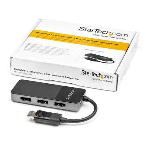StarTech.com 3 Port Multi Monitor DisplayPort 1.4 to 3x 4K DisplayPort Video Splitter MST Hub StarTech.com