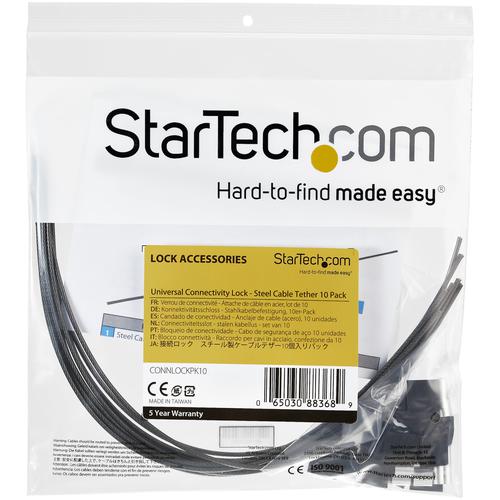 StarTech.com Tether Cables Universal 10 Pack Steel Cables & Locks 8STCONNLOCKPK10