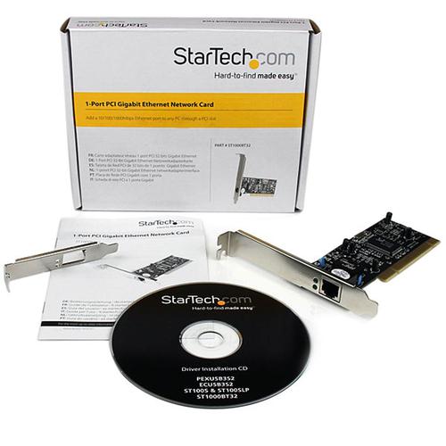 StarTech.com 1 Port PCI Gigabit Ethernet Adapter Card PCI Cards 8STST1000BT32
