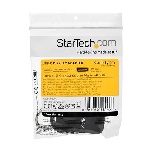 StarTech.com USB C to HDMI 4K 30Hz Keychain Adapter AV Cables 8STCDP2HDFC