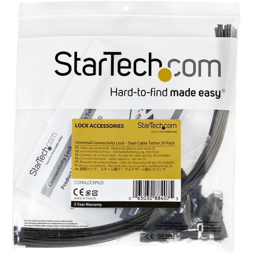 StarTech.com Universal Tether Cables 20 Pack Steel Cables & Locks 8STCONNLOCKPK20
