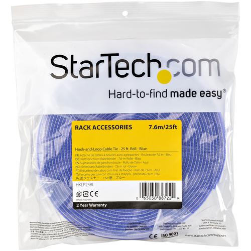 StarTech.com 25ft Blue Hook and Loop Cable Roll Hook and Loop Fasteners 8STHKLP25BL