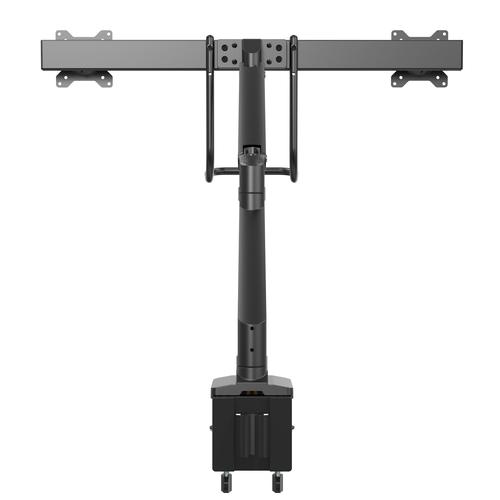 This desk mount dual monitor arm lets you mount two 17'' to 32'' VESA mount monitors, each weighing up to 17.6 lb. (8 kg), onto a single low-profile base. It gives you flexible desk-clamp or grommet-hole mounting, letting you save space while creating an ergonomic workspace in any office environment.With a stable crossbar design, the dual computer screen stand lets you create more usable work-space by mounting your monitors side by side on a single base. The ergonomic monitor mount features a flat low-profile back that lets you position your displays against a wall or cubicle wall. The built-in USB 3.0 ports at the base provide a convenient way to connect your peripherals.The multi monitor mount features one -touch height adjustment. The smooth +/- 10 tilt motion and +/- 10 swivel make it easy to find the optimal viewing angle. You can also rotate each display 360 for portrait or landscape viewing and keep your displays at the same height with the horizontal crossbar.The VESA dual monitor mount is easy to install, with the desk-clamp or grommet mount (hardware included). Integrated cable management keeps your workspace organized. It works well with most desks, including sit-stand workstationsStarTech.com conducts thorough compatibility and performance testing on all our products to ensure we are meeting or exceeding industry standards and providing high-quality products to IT Professionals. Our local StarTech.com Technical Advisors have broad product expertise and work directly with our StarTech.com Engineers to provide support for our customers both pre and post-sales.ARMSLIMDUAL2USB3 is backed by a 2-year StarTech.com warranty and free lifetime technical support.