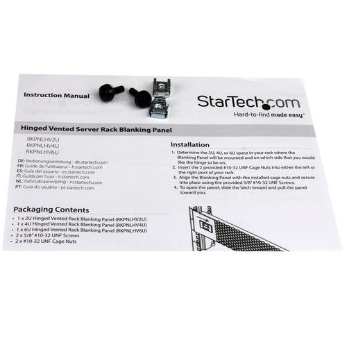 StarTech.com 4U Vented Hinged Rack Panel for Servers 8STRKPNLHV4U Buy online at Office 5Star or contact us Tel 01594 810081 for assistance