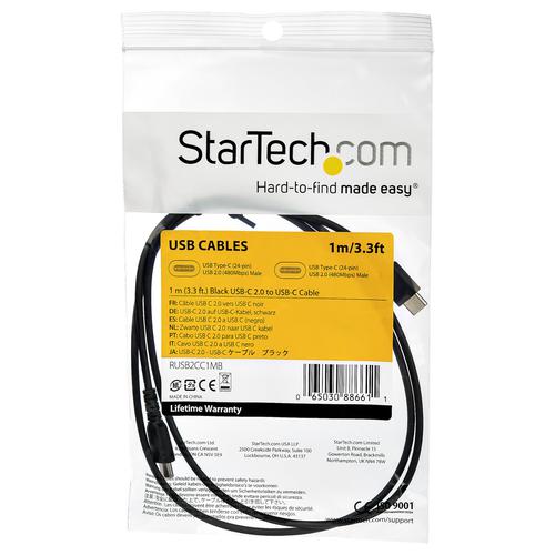 StarTech.com 1m Black USB 2.0 to USB C Cable 60W