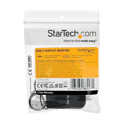 StarTech.com USB C to VGA 1080p Keychain Adapter AV Cables 8STCDP2VGAFC