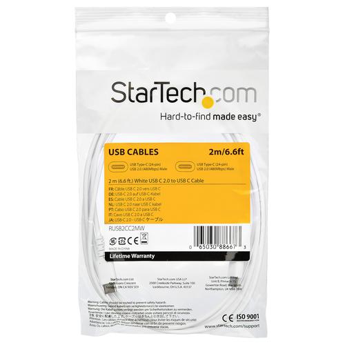 StarTech.com 2m Fast Charge and Sync USBC Cable White External Computer Cables 8STRUSB2CC2MW