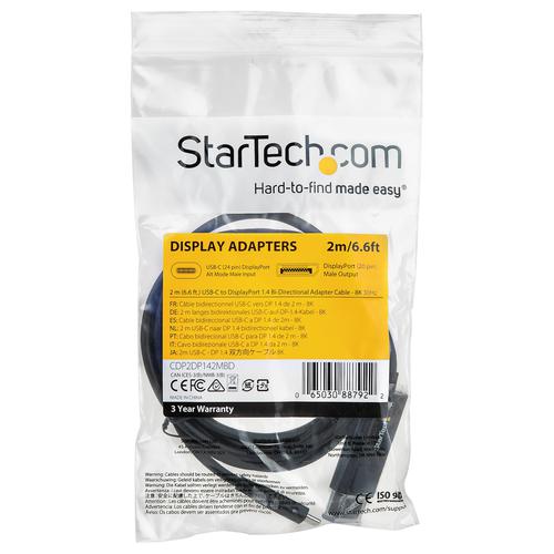 StarTech.com USBC to DP 1.4 8K 30Hz Reversible Cable 8STCDP2DP142MBD Buy online at Office 5Star or contact us Tel 01594 810081 for assistance