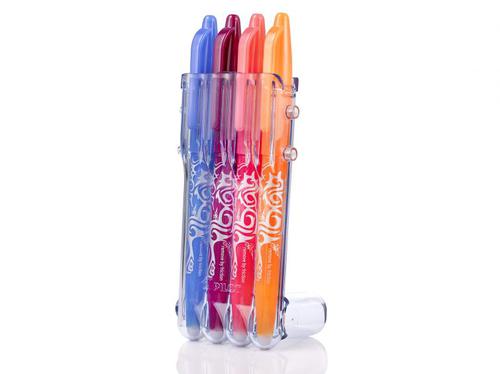 Pilot Set2Go FriXion Erasable Gel Rollerball Pen 0.7mm Tip 0.35mm Line Sky Blue/Purple/Coral Pink/Apricot (Pack 4) - 3131910551584  17133PT