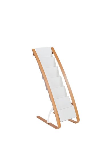 Alba Wooden Floor Stand 6 Shelves A4 Format Literature Display H930 x W340 x D500mm Light Wood/White - DDEXPO6W BC
