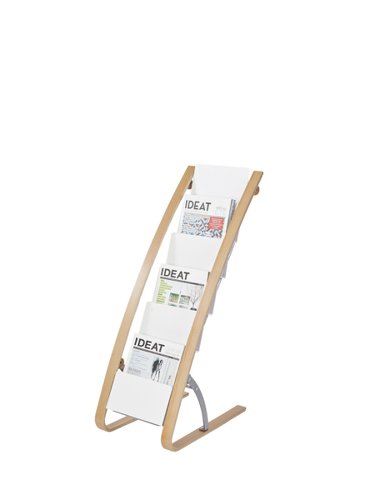 Alba Wooden Floor Stand 6 Shelves A4 Format Literature Display H930 x W340 x D500mm Light Wood/White - DDEXPO6W BC