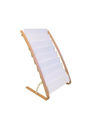 Alba Wooden Floor Stand 8 x 2 Compartments A4 Format Literature Display H930 x W580 x D500mm Light Wood/White - DDEXPO8W BC