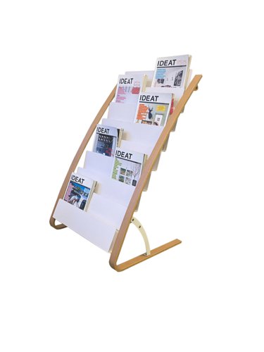 Alba Wooden Floor Stand 8 x 2 Compartments A4 Format Literature Display H930 x W580 x D500mm Light Wood/White - DDEXPO8W BC