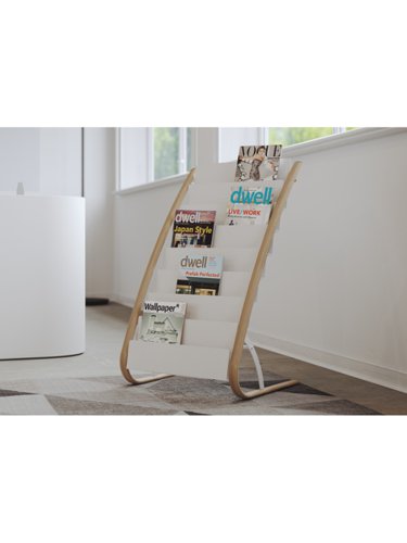 Alba Wooden Floor Stand 8 x 2 Compartments A4 Format Literature Display H930 x W580 x D500mm Light Wood/White - DDEXPO8W BC