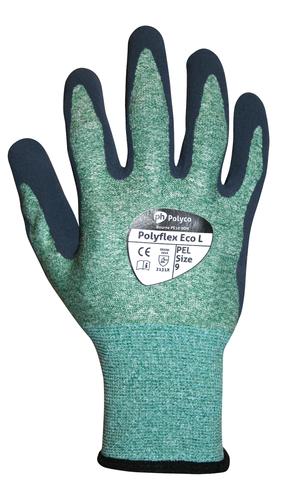 HEA85895 | The Polyflex Eco Latex Palm Coated Gloves is an environmentally conscious glove with a seamless knitted liner made in part from recycled plastics, with a sandy latex coating. Each pair of gloves contains 10 grams of recycled plastic bottles (PET), reducing consumption of virgin materials. Providing comfort and dexterity. The sandy latex coating is developed to resist abrasion, while also maintaining superior grip and dexterity. Elasticated knit wrist ensures a secure fit to keep hands dust-free. Size 9.