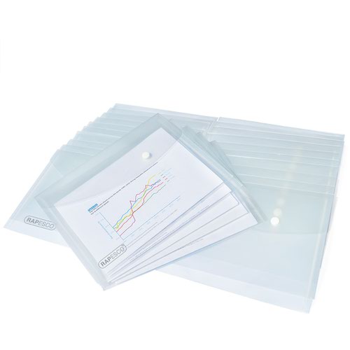 Rapesco Clear Transparent Popper Wallet A5 (Pack 25) 1500