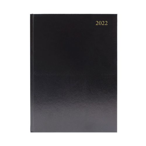 Diary A5 Day To A Page Appointments (Saturday Sunday Full Page) 2022 Black