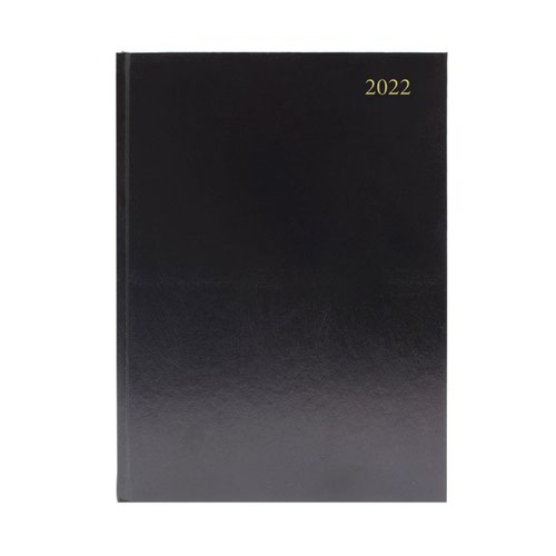 Diary A5 Day To A Page (Saturday Sunday Full Page) 2022 Black