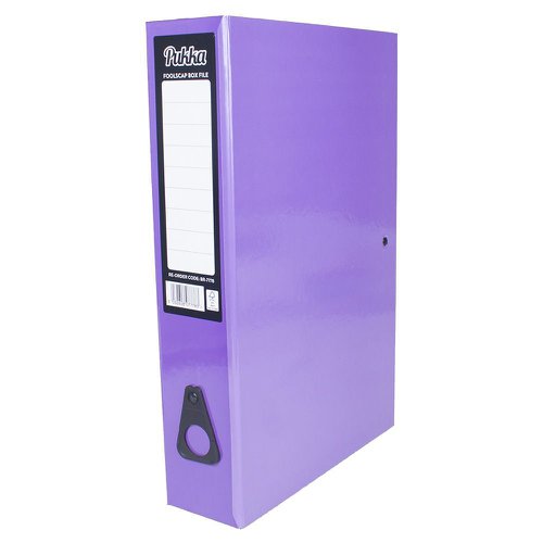 Pukka Brights Box File Foolscap Gloss Laminated Paper Board 75mm Spine Purple (Pack 10) BR-7778