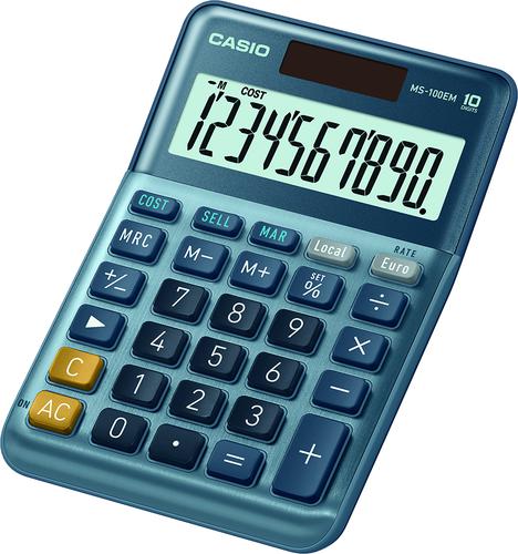 Casio MS-100EM 10 Digit Desktop Calculator Silver MS-100EM