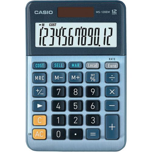 Casio MS-120EM 12 Digit Desktop Calculator Silver MS-120EM Desktop Calculators 54048CX