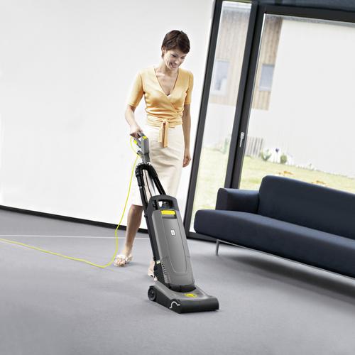 This upright vacuum cleaner uses a single high performance motor to drive both the suction fan and brush, keeping the machine lightweight, easy to carry and manoeuvre. The cost saving feature of a replacable power cable and quick change roller brush without the need for any tools means the CV 30/1 is designed for long term use. Featuring patented Centrifugal coupling to protect the entire brush head against overload, this vacuum cleaner is built to last.