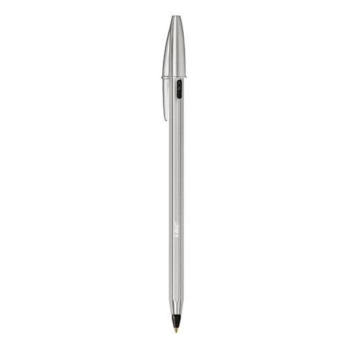 78114BC | BIC Cristal Re'New is a premium and refillable ball pen with black ink and 2 refills to keep you writing for a very long time