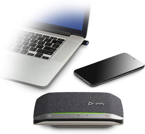 Let’s face it: the audio on your laptop and smartphone aren’t great. Sound like the professional you are with Poly Sync 20 USB/Bluetooth® smart speakerphone - for remarkable conference calls and music anywhere. Take it wherever you go - its battery lasts for hours and can charge your smartphone. You’ll always hear and be heard. The multimedia quality sound is a music-lover’s delight. Designed specifically for today’s professional, it’s sleek, compact, and filled with smart features to keep conference calls simple.