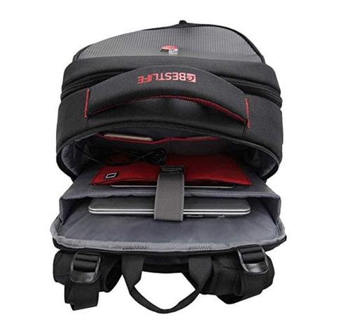 BF41611 BestLife 17 Inch Gaming Snake Eye Backpack with USB Connector Black BB-3332R