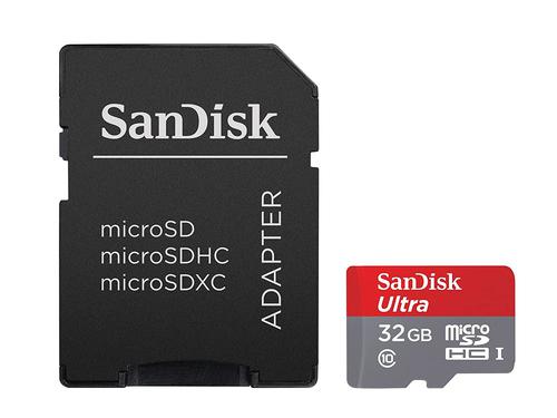SanDisk 32GB Ultra A1 120MBs MicroSDXC and Adapter Flash Memory Cards 8SDSQUA4032GGN6MA