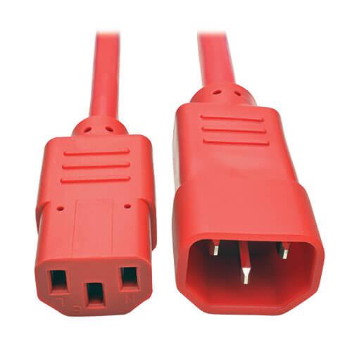 Tripp Lite Heavy Duty PDU Power Cord C13 to C14 15A 250V 14 AWG 2ft Red