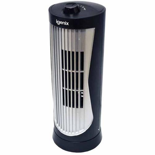 The Igenix 12 inch mini tower fan is ideal for small office or home use. With quiet operation it will keep you cool, choose from 2 speed settings on the manual dial control and the oscillation function. Includes an easy hold carry handle. Stands 300mm tall.
