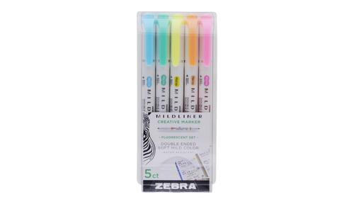Zebra Mildliner Twin Tip Highlighter Marker Assorted Pastel (Pack 5) - 2597