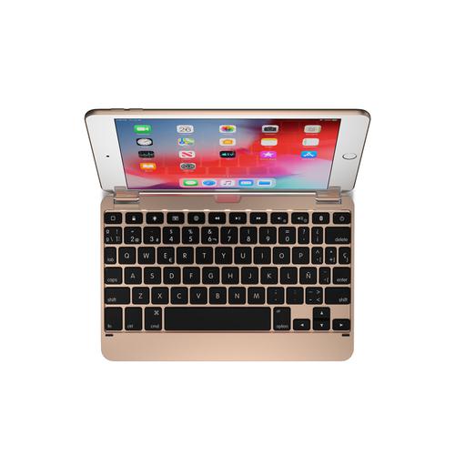 Brydge 7.9 Inches QWERTY Spanish Bluetooth Wireless Keyboard for Apple iPad Mini 4th 5th Generation 3 Level Backlit Keys 180 Degree Viewing Angle Gold