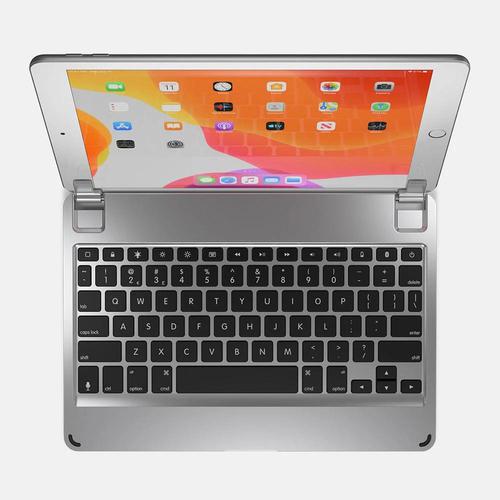 Brydge 10. 2 Inch QWERTY English Bluetooth Wireless Keyboard for Apple iPad 7th Gen Silver Durable Aluminium Body Backlit Keys