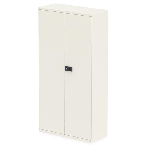 Qube by Bisley Stationery 1850mm 2-Door Cupboard Chalk White With Shelves