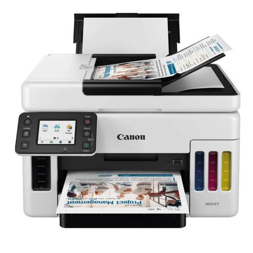The MAXIFY GX7050 Inkjet Printer is ideal for businesses needing high volume, speedy and cost-effective daily colour printing. This compact 4-in-1 printer, for printing, scanning, faxing and copying, has a 600 sheet paper capacity, via two 250 sheet cassettes and a 100 sheet rear feeder. A highly economical multifunctional machine, keeping costs down with huge yields of up to 14,000 pages from a set of colour ink bottles or 6,000 pages from a black ink bottle. Switch to economy mode for great savings and print up to 1.5 times more pages. Speeds of 24 ipm in black and 15.5 ipm in colour. Business functions include faxing and also scanning to a USB, email or network folder, or assigning permissions to printer users.