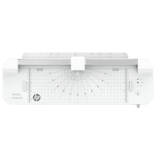 Compared to the HP OneLam 400 A3, the HP OneLam Combo A3 scores with an integrated cutter,  which makes it even easier to cut your documents in straight, curled or perforated format. Through use of the angle presets and centimetre grid, your laminated documents can easily be cut to the desired size. Like the other laminators in the HP OneLam range, this handy backloader is suitable for both hot and cold lamination. With a film thickness of 75/80 to 125 microns, you can protect your pictures, timetables or important documents from business cards up to A3 format from dirt and moisture.