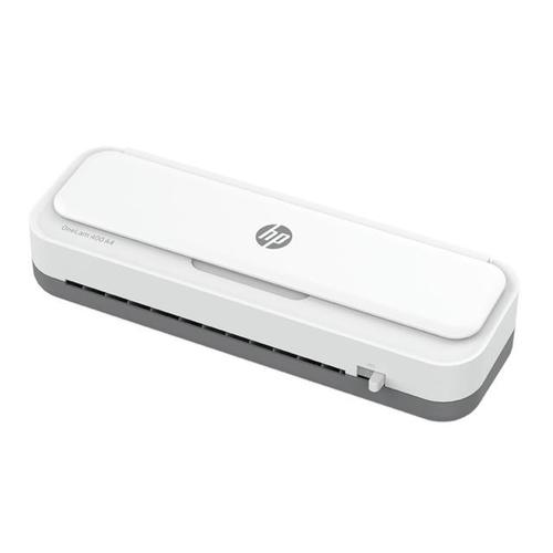 The compact laminators from the HP OneLam series are designed for laminating hobby-work as well as for private household or office use and fit neatly on every desk. These modern laminators in white design are suitable for both hot and cold lamination and impress with an intuitive operation. A function button is used to easily set the appropriate temperature based on the film thickness (maximum 125 microns) and the device is ready for use in 2-4 minutes.