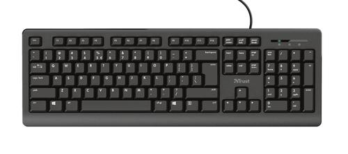 8TR23893 | Full-size keyboard with silent keys and spill-resistant design.Keyboards come in all shapes and sizes, but what if you only need to cover the basics? The Trust Primo does exactly that. It has a full-size layout, spill resistant keys and it’s height adjustable. And thanks to the silent keys, you will type for hours on end without bothering your co-workers. The Primo does exactly what you want it to do. A good keyboard needs to be comfortable to use. The low profile keys in this full-size keyboard and the fold-out feet provide exactly the comfort you need to focus on your work. You don’t even have to worry about spilling something on the Primo, as the spill resistant design will let you continue your work without hassle. Just poor yourself a new cup of coffee and let’s go. Plug in the 180cm long USB cable and you’re good. When you’ve got work to do, you don’t want to worry about installing software or setting macros. The Primo is a workhorse so you can focus on the job at hand.
